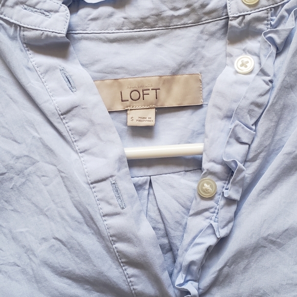 Light Blue Loft Blouse with Ruffle Collar - Picture 3 of 3